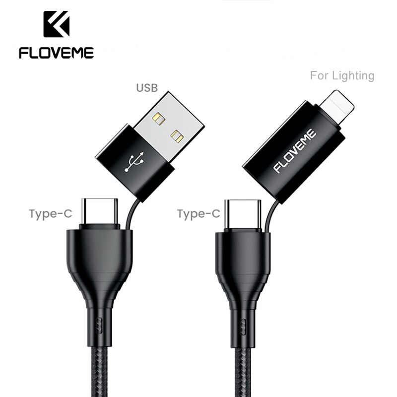 FLOVEME 4 in 1 USB ̺, 3A USB C- ̺, ..